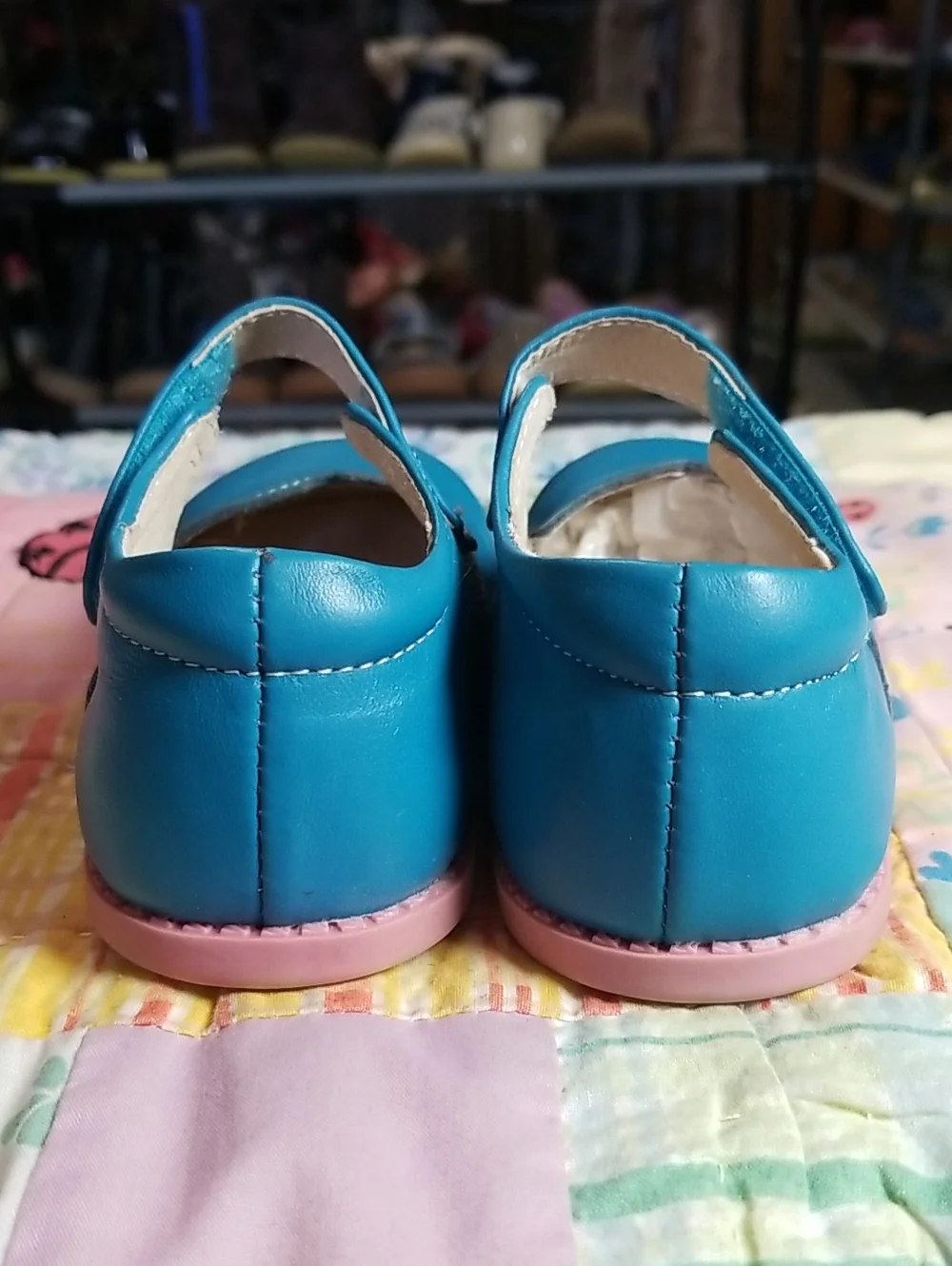 Matilda Jane Teal Blue Mary Janes with Pink Soles Size 8 Livie & Luca Astrid